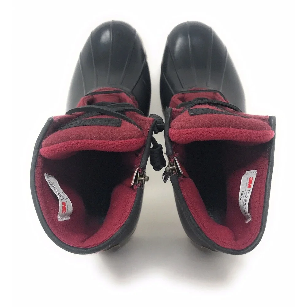 Sperry Top-Sider Women's 9.5 Saltwater‎ Emboss Woolcord Duck Boots Burgundy VGC